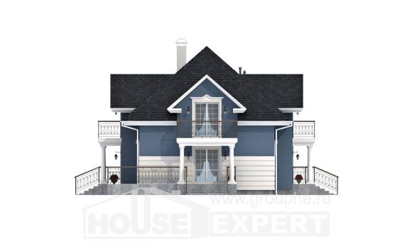 180-002-П Проект двухэтажного дома с мансардным этажом и гаражом, красивый загородный дом из кирпича, Геленджик