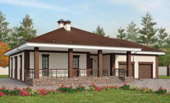 160-015-П Проект одноэтажного дома, гараж, небольшой домик из газосиликатных блоков, Лабинск