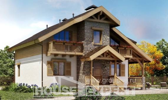150-004-П Проект двухэтажного дома мансардой, классический домик из твинблока, Новокубанск