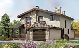 220-001-Л Проект двухэтажного дома с мансардным этажом и гаражом, простой загородный дом из бризолита, Армавир