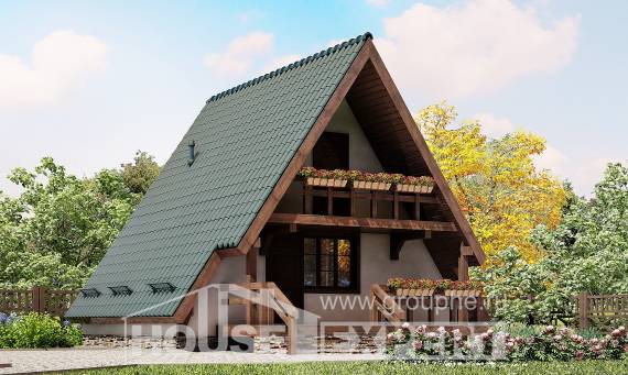 070-003-П Проект двухэтажного дома с мансардным этажом, недорогой дом из дерева, Курганинск