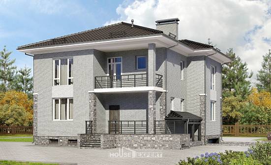 275-004-П Проект трехэтажного дома и гаражом, уютный дом из кирпича, Белореченск