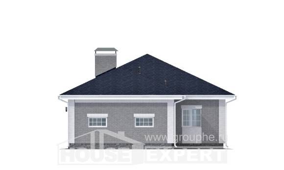 130-002-П Проект одноэтажного дома и гаражом, компактный коттедж из пеноблока, Сочи