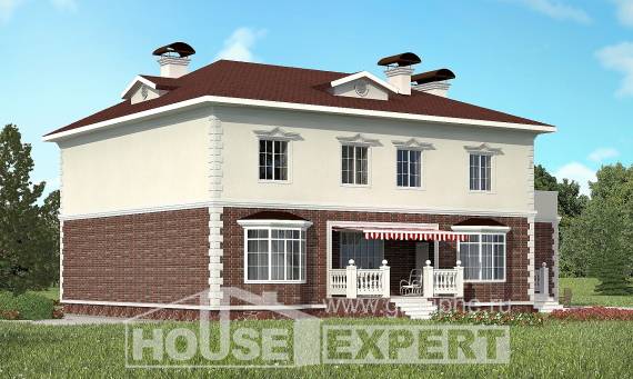 380-001-Л Проект двухэтажного дома и гаражом, классический загородный дом из кирпича, Темрюк