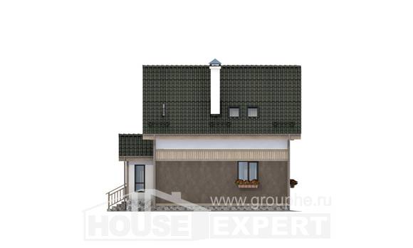 105-001-Л Проект двухэтажного дома мансардой, скромный загородный дом из блока, Курганинск