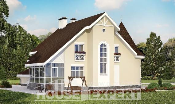275-001-Л Проект двухэтажного дома с мансардой, гараж, большой дом из кирпича, Новороссийск | Проекты домов от House Expert