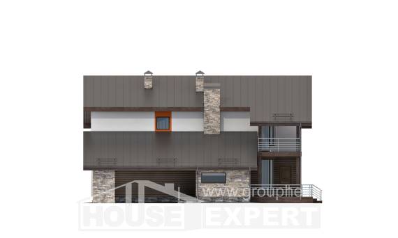 200-010-П Проект двухэтажного дома с мансардой и гаражом, просторный коттедж из газобетона, Апшеронск