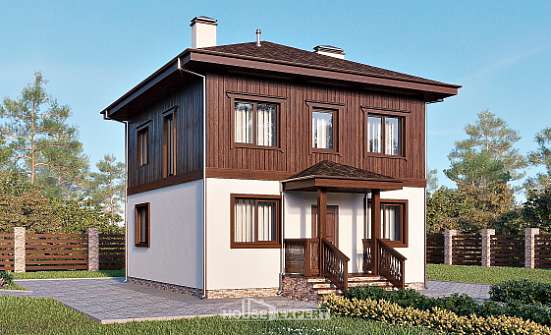 100-006-Л Проект двухэтажного дома, бюджетный коттедж из бризолита, Новокубанск