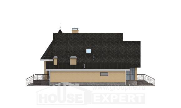 250-001-Л Проект двухэтажного дома мансардой и гаражом, современный домик из газосиликатных блоков, Белореченск