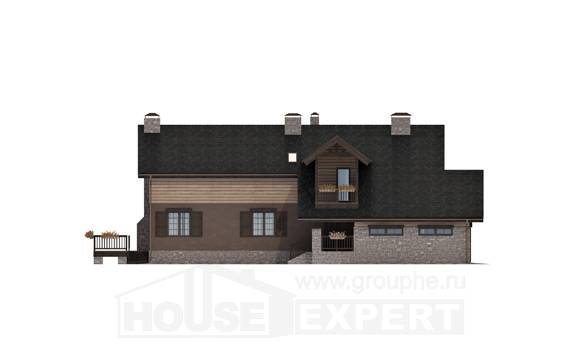240-002-П Проект двухэтажного дома с мансардой, гараж, уютный коттедж из поризованных блоков, Сочи