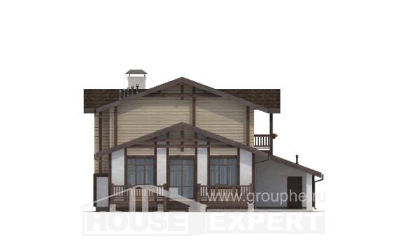 190-004-П Проект двухэтажного дома мансардой и гаражом, простой дом из газосиликатных блоков из бревен, Тимашёвск