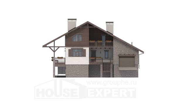 300-003-П Проект трехэтажного дома мансардный этаж, гараж, большой дом из кирпича, Сочи