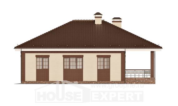 160-015-П Проект одноэтажного дома и гаражом, уютный домик из бризолита, Крымск