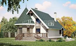 170-003-Л Проект двухэтажного дома мансардой, бюджетный коттедж из керамзитобетонных блоков, Абинск