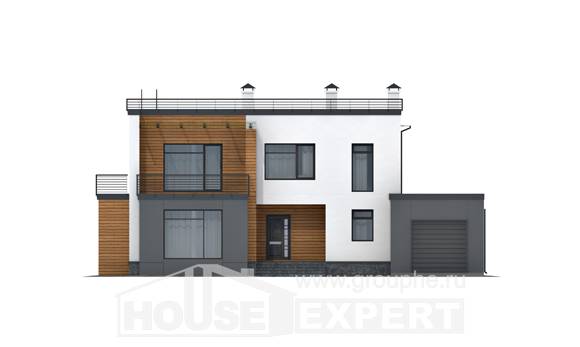 260-002-П Проект двухэтажного дома, гараж, классический коттедж из арболита, Курганинск | Проекты домов от House Expert