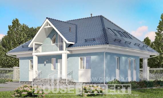 200-002-П Проект двухэтажного дома мансардой, классический домик из газосиликатных блоков, Темрюк