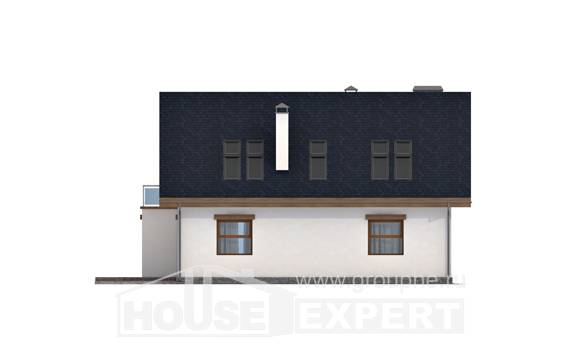 155-012-П Проект двухэтажного дома с мансардой, бюджетный загородный дом из поризованных блоков, Новороссийск