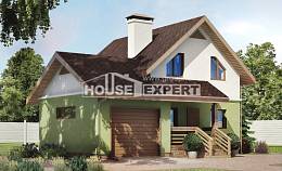 120-002-П Проект двухэтажного дома мансардой, гараж, недорогой коттедж из блока Горячий Ключ | Проекты домов от House Expert