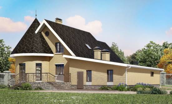 250-001-Л Проект двухэтажного дома с мансардным этажом и гаражом, уютный домик из бризолита, Приморско-Ахтарск