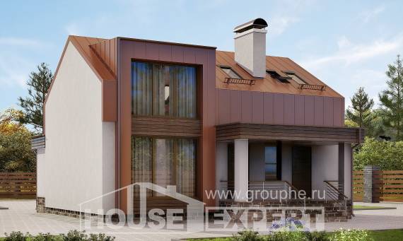 120-004-Л Проект двухэтажного дома мансардой, уютный загородный дом из блока, Апшеронск