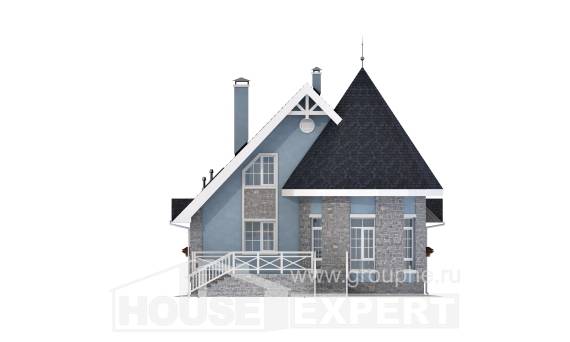 170-003-П Проект двухэтажного дома мансардный этаж, доступный дом из арболита, Геленджик