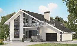 180-001-П Проект двухэтажного дома с мансардным этажом, гараж, недорогой домик из пеноблока, Сочи
