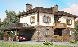 155-006-Л Проект двухэтажного дома и гаражом, классический коттедж из газобетона, Приморско-Ахтарск