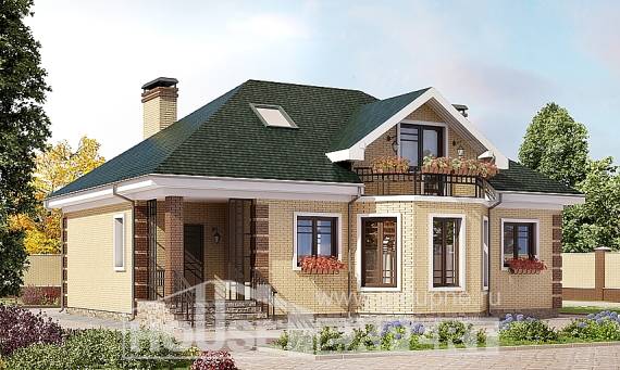 150-013-Л Проект двухэтажного дома с мансардным этажом, экономичный домик из кирпича, Абинск