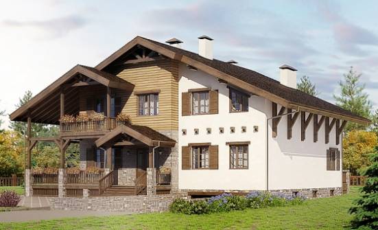 400-004-П Проект трехэтажного дома мансардный этаж и гаражом, большой домик из кирпича, Тихорецк