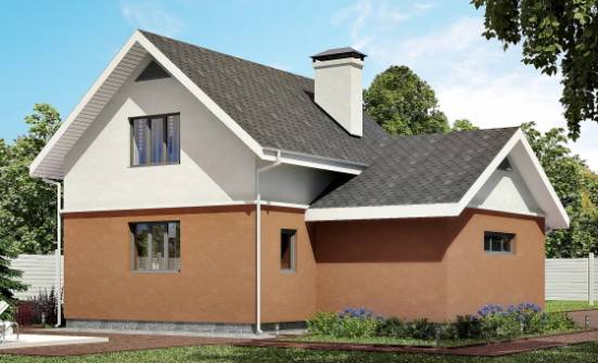 120-002-Л Проект двухэтажного дома с мансардой и гаражом, классический коттедж из теплоблока, Геленджик