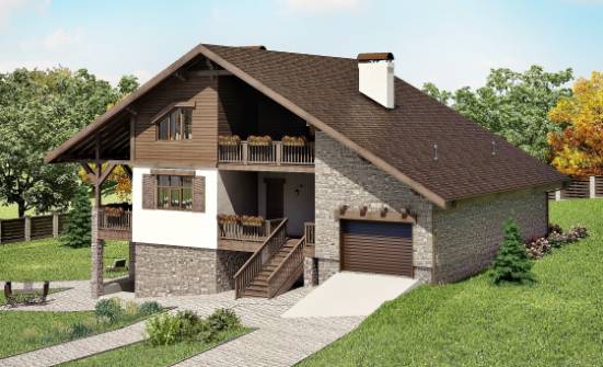 300-003-П Проект трехэтажного дома с мансардным этажом и гаражом, современный загородный дом из кирпича, Кропоткин
