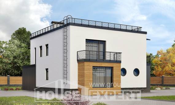 260-002-П Проект двухэтажного дома, гараж, просторный дом из поризованных блоков, Лабинск | Проекты домов от House Expert