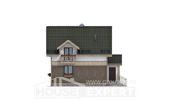 105-001-Л Проект двухэтажного дома с мансардой, доступный коттедж из бризолита, Новокубанск
