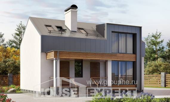 120-004-П Проект двухэтажного дома мансардный этаж, экономичный коттедж из арболита, Приморско-Ахтарск