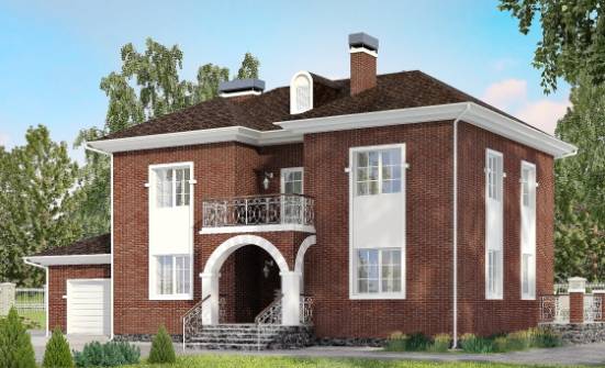 180-006-Л Проект двухэтажного дома, гараж, классический загородный дом из кирпича, Абинск
